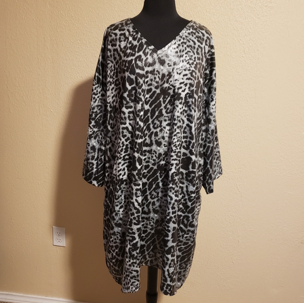 Skullz London Dress Leopard With Pockets‎ Size 4X POCKETS